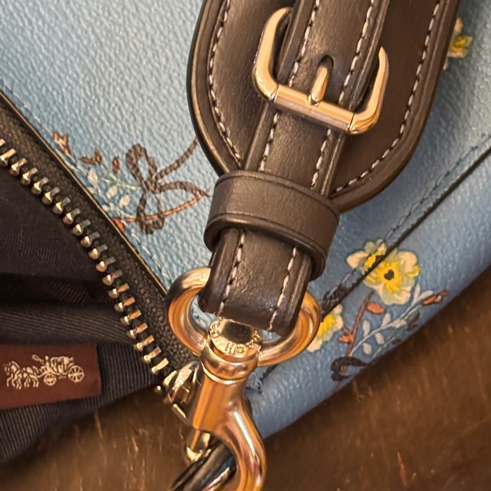 Coach Teal and Yellow Floral Crossbody Bag - Picture 8 of 10